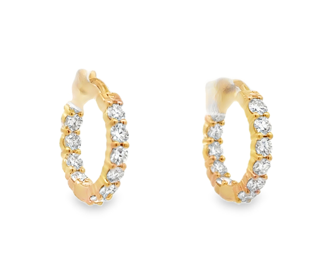 18K YG 2mm Diamond Prong Set Huggies by Erica Courtney Main image