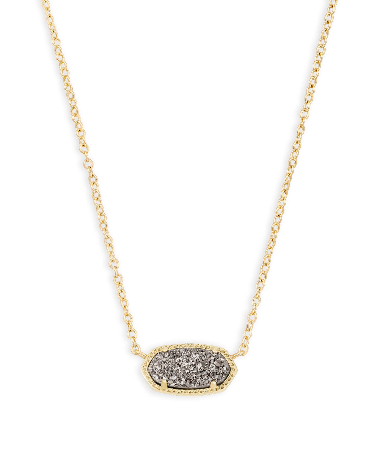 Elisa Necklace in Gold Metal with Platinum Drusy by Kendra Scott (Gold Plated over brass) Main image