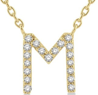 10k Yg 1/20cttw Diamond Initial 'M' Pendant Necklace