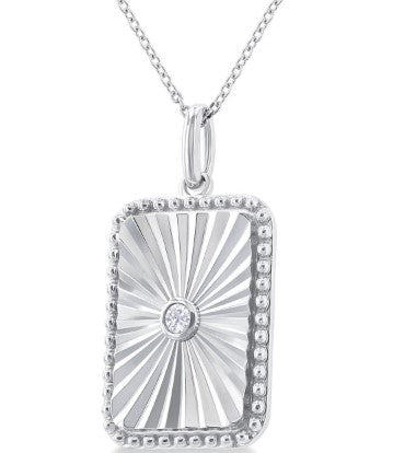 SS .04cttw Diamond Rectangle Medallion Pendant Necklace Main image