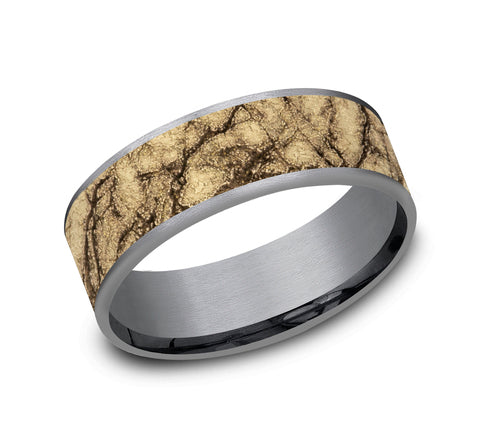 *14K YG & Tantalum Thin Edge Marble Center Band by Benchmark Main image