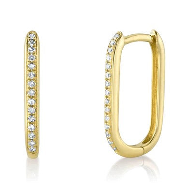 14K YG 1/10cttw Diamond Oval Huggie Hoops